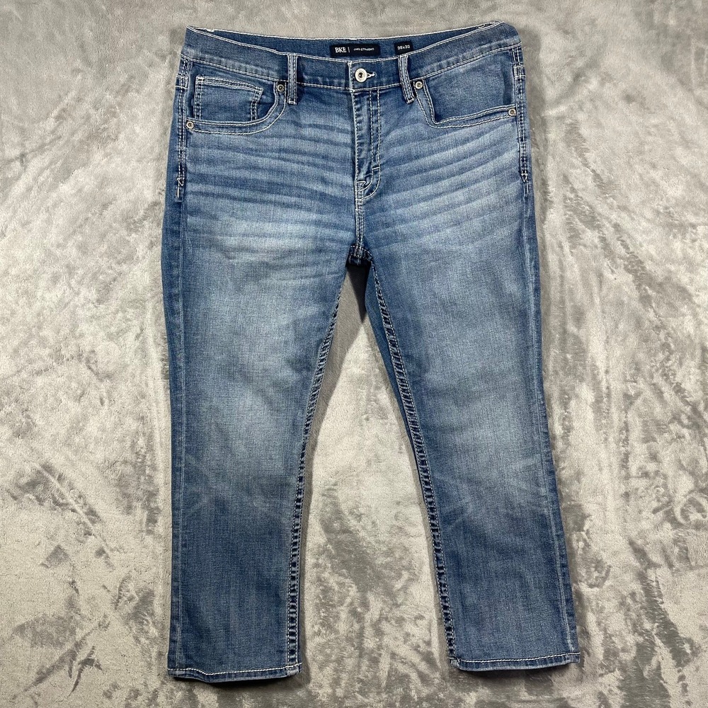 BKE Jake Straight Mens Jeans Blue Wash 38(37)x32(29)‎ Stretch Denim